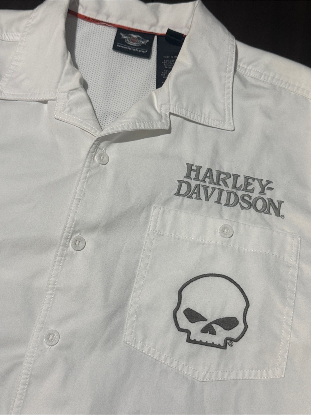 Harley-Davidson White Short Sleeve Vented Garage Shirt Button Down